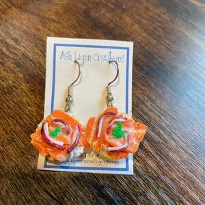 Etsy Bagel with Lox Polymer Earrings